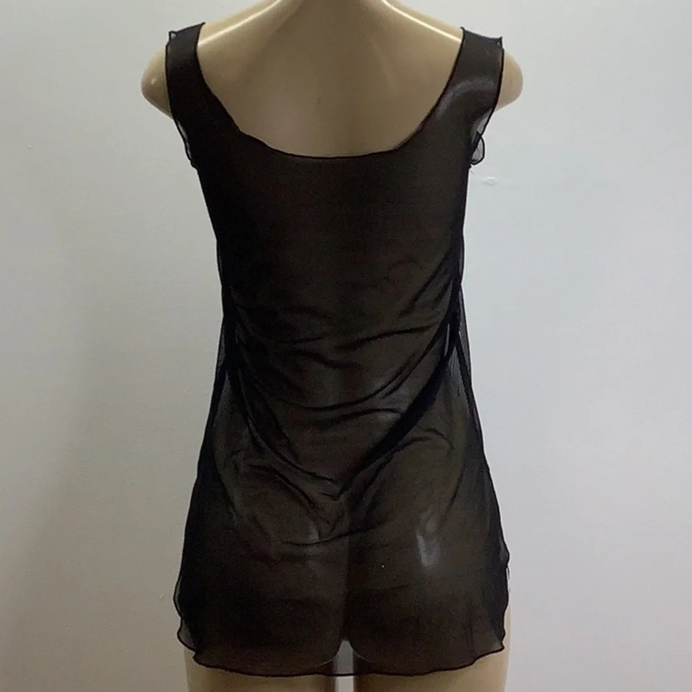 Zuliana Size S/M Black Mesh Cover Up Beach Dress. Made in USA. New With Tags